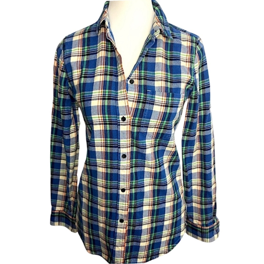 Madewell Flannel mid-weight button up long  sleeve shirt Women’s Size XS Cotton